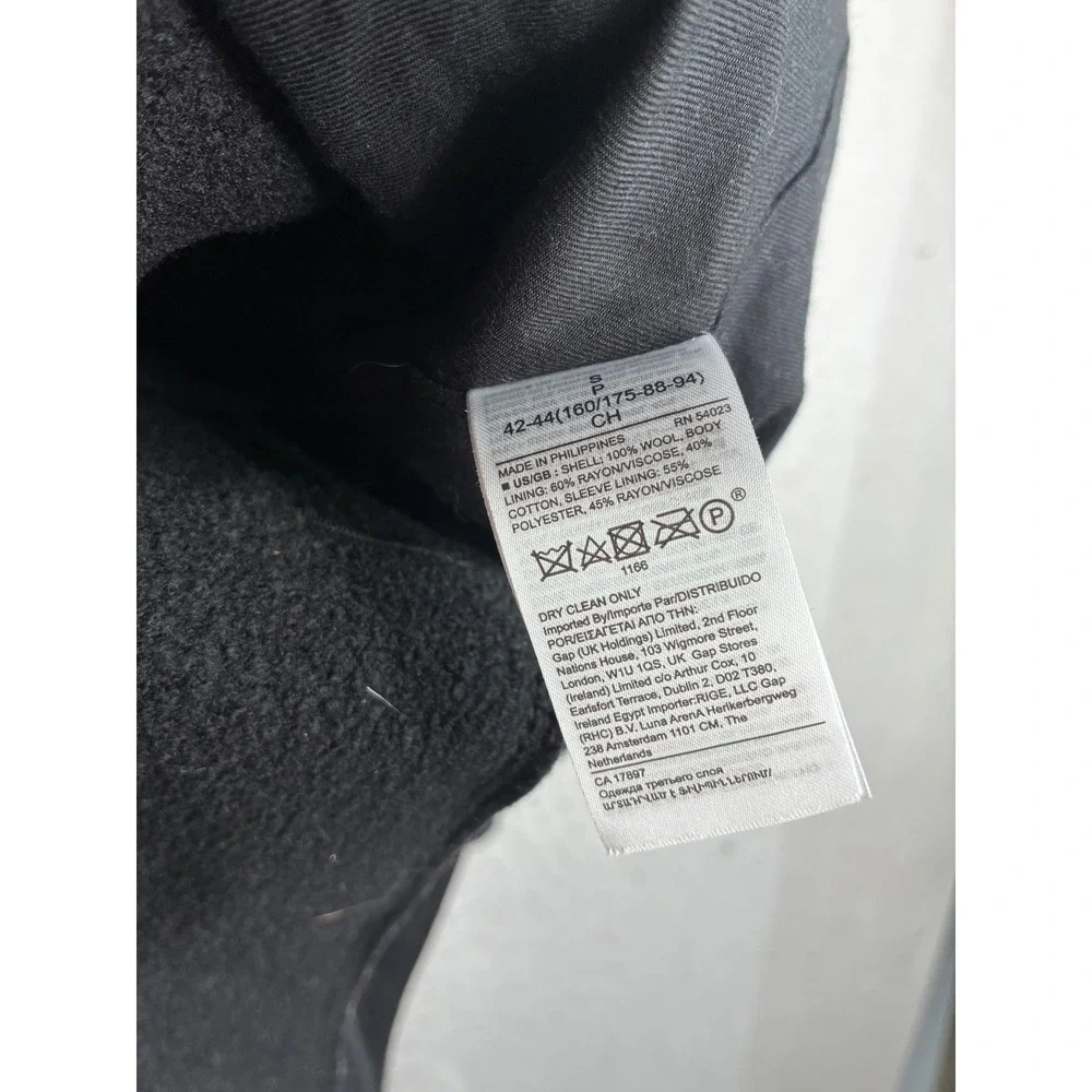 Banana Republic Mens Black 100% Wool Double Breasted Pea Coat Jacket Small